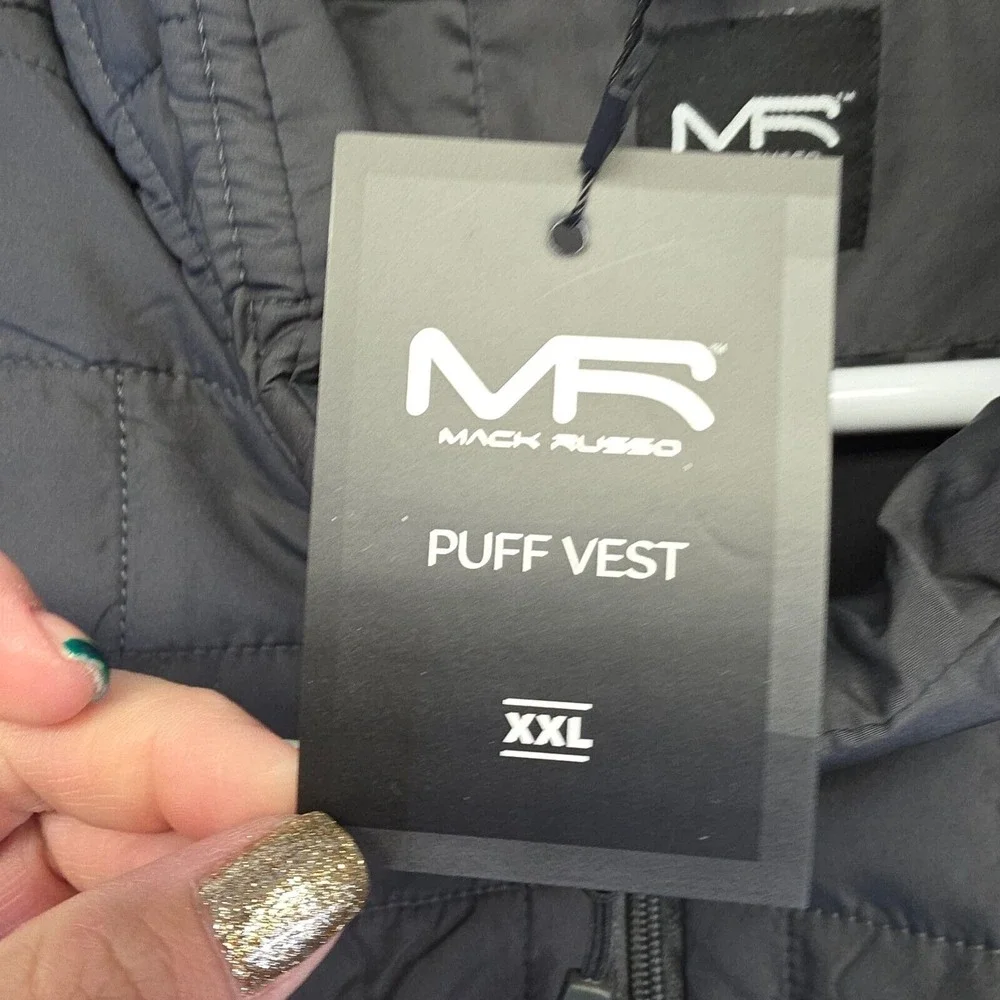 Mack Russo Puff Vest Men 2XL Black Full Zip Mock Neck Insulated Outwear Gorpcore
